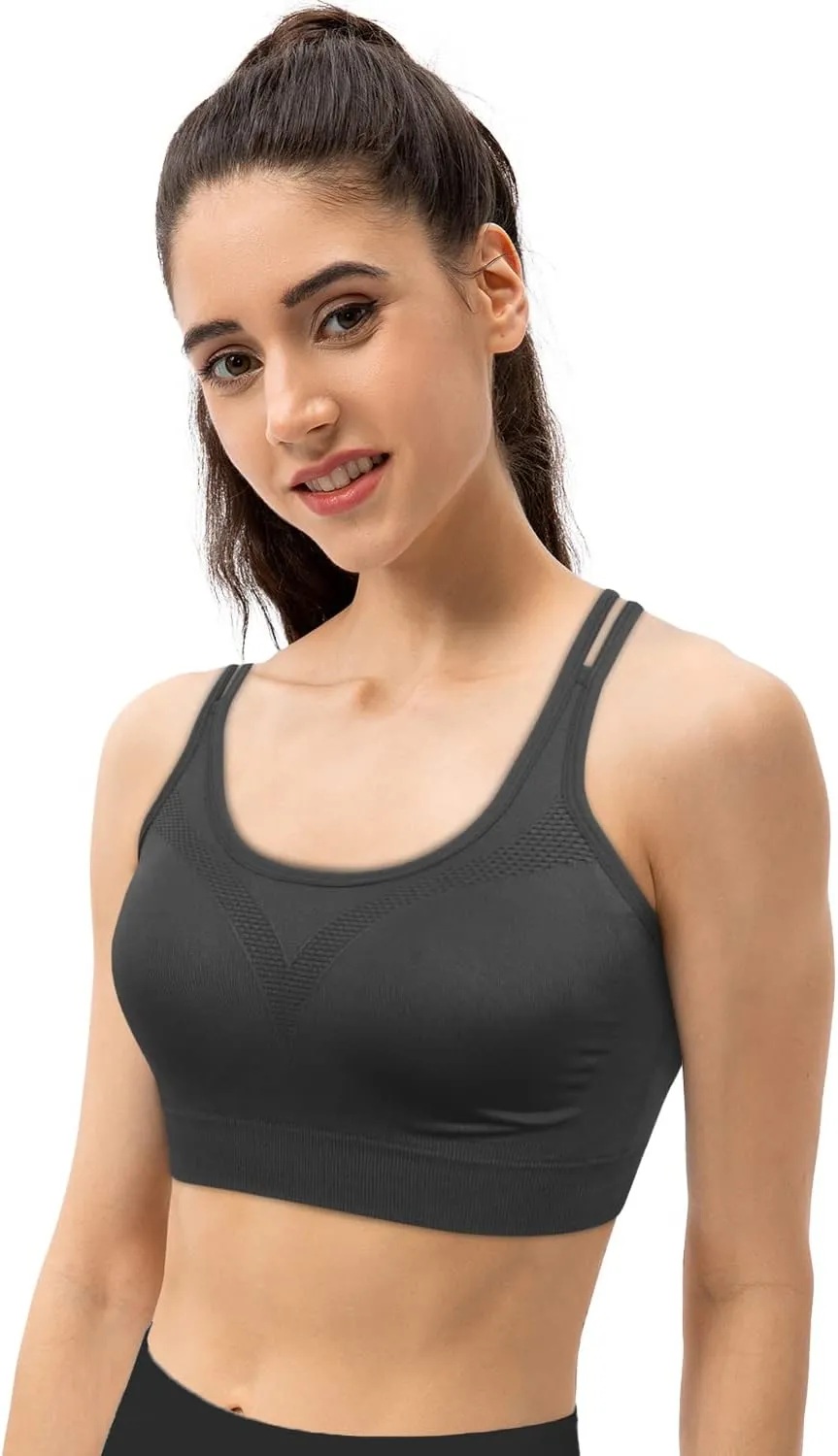 VEQKING Strappy Womens Sports Bra Cross Back for Running Removable Padded Workout Yoga Bras Pack Gifts