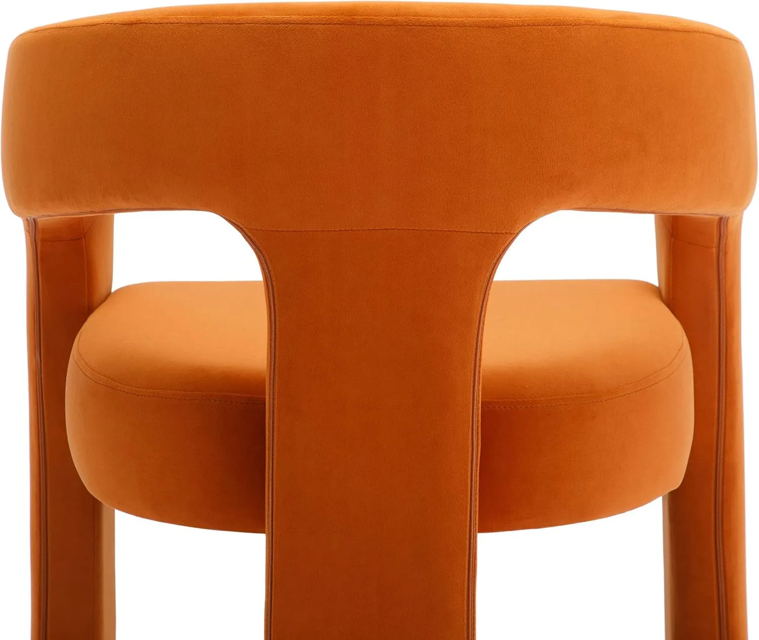 VESCASA Velvet Barrel Dining Chair with Open-Back, Upholstered Modern Accent Side Armchair with 3 Legs for Kitchen/Dining Room/Living Room, 1 Chair, Orange