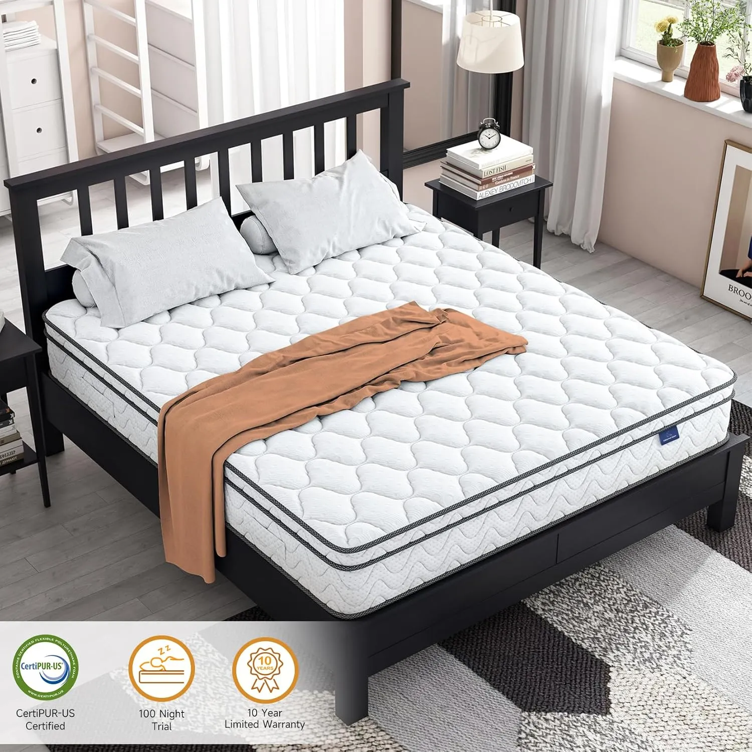 Vesgantti Full Size Mattress, 12 Inch Hybrid Double Bed Mattress in a Box with Memory Foam and Pocket Spring, Ergonomic Design & Pressure Relief, Medium Firm Feel, 54"*75"*12"