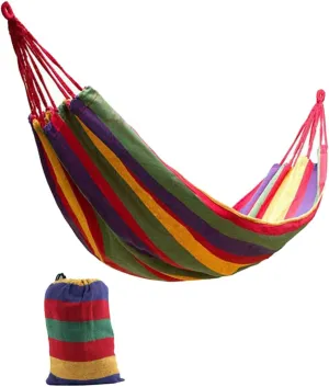 VICASKY 1Pc Double Thickened Canvas Outdoor Hammock Red Two Person Swing Chair with Two Bind Ropes for Camping Backpacking and Relaxing Your Backyard