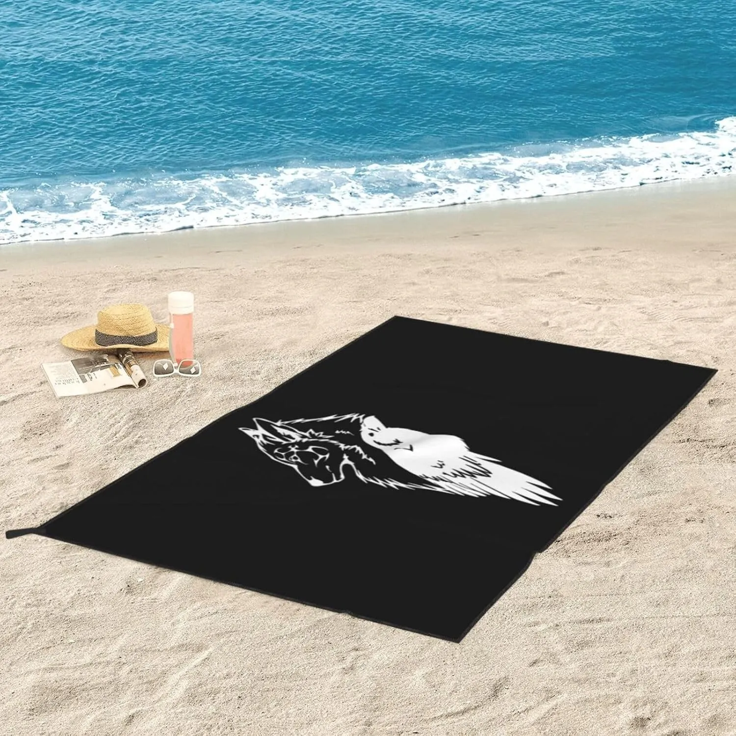 Viking Norse Wolf Raven Rune Beach Towel Quick Dry Sand Free Lightweight Large 31.5"x63" with Travel Bag - Vacation Essentials Bath Towel for Pool, Summer
