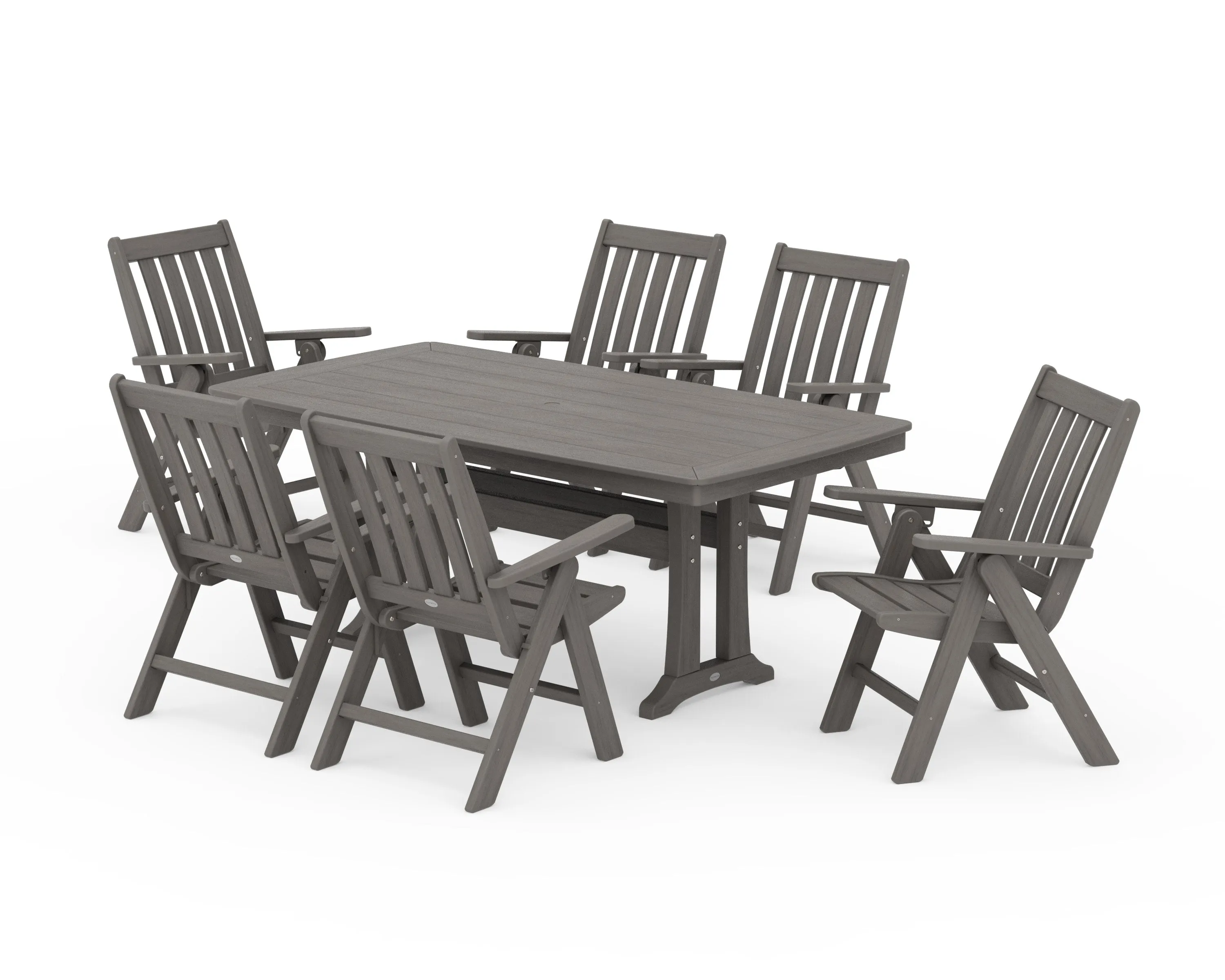 Vineyard Folding Chair 7-Piece Dining Set with Trestle Legs