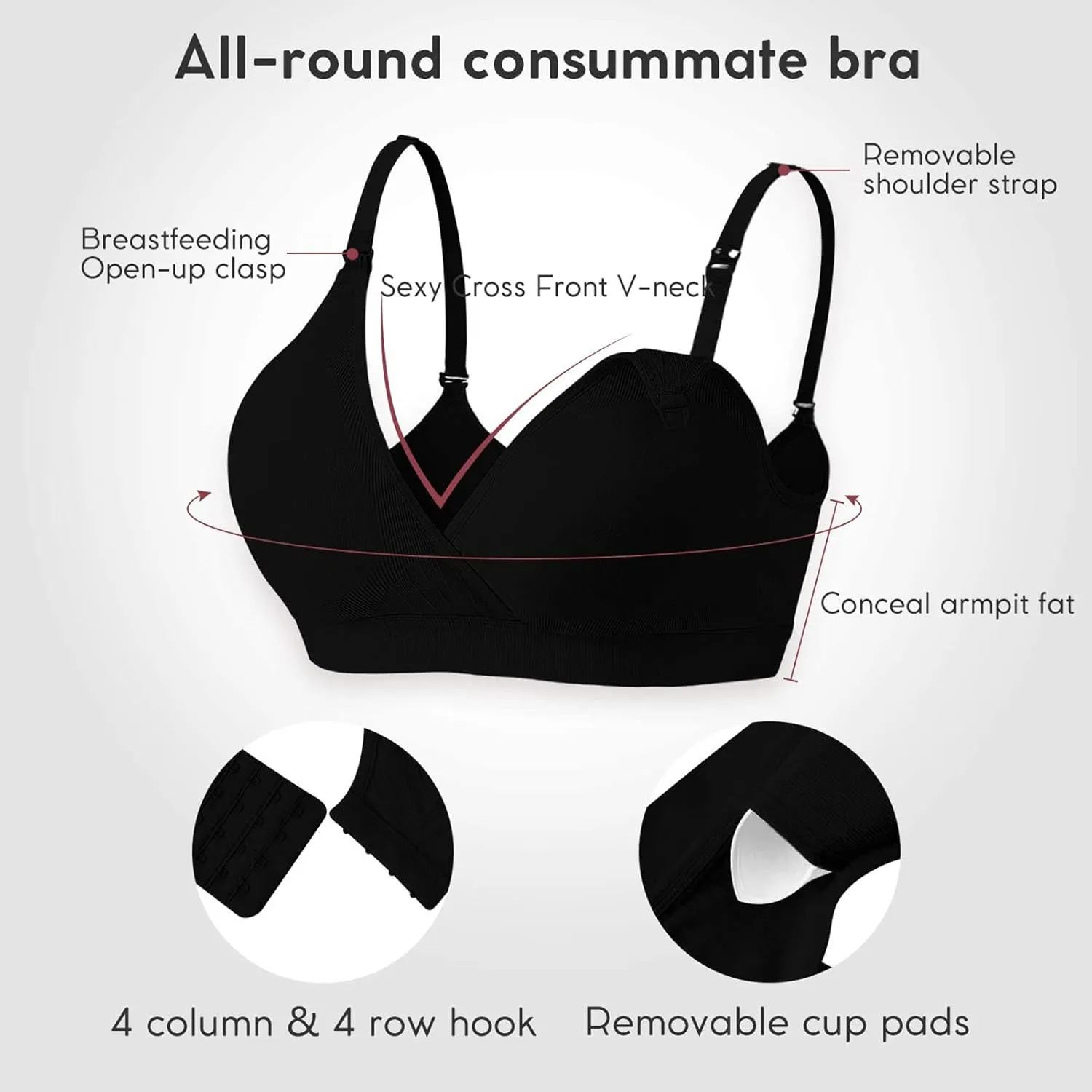 Vinfact 3 Pack Nursing Bras for Breastfeeding Seamless V Neck Maternity Bra Women Pregnancy Breastfeeding Bra