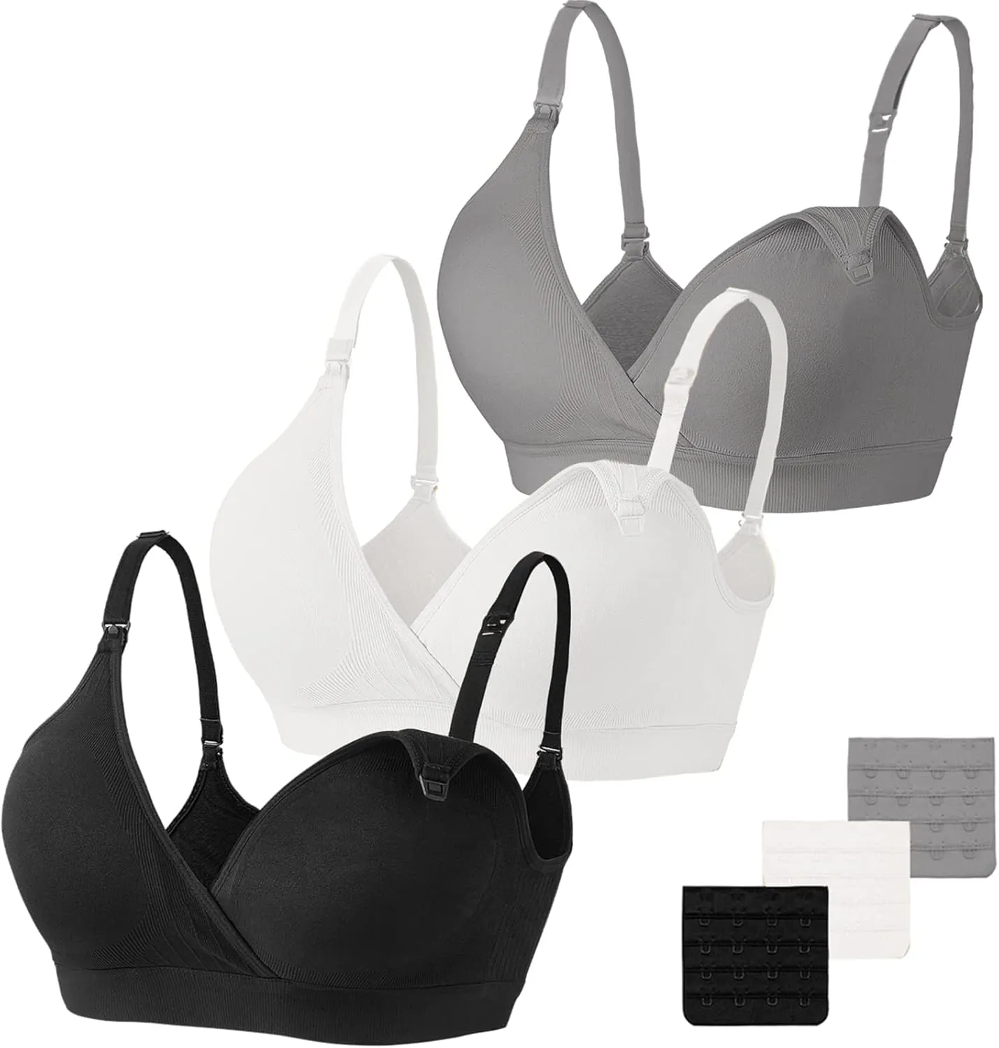 Vinfact 3 Pack Nursing Bras for Breastfeeding Seamless V Neck Maternity Bra Women Pregnancy Breastfeeding Bra