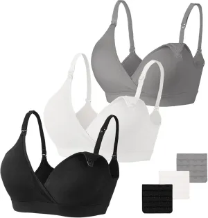 Vinfact 3 Pack Nursing Bras for Breastfeeding Seamless V Neck Maternity Bra Women Pregnancy Breastfeeding Bra