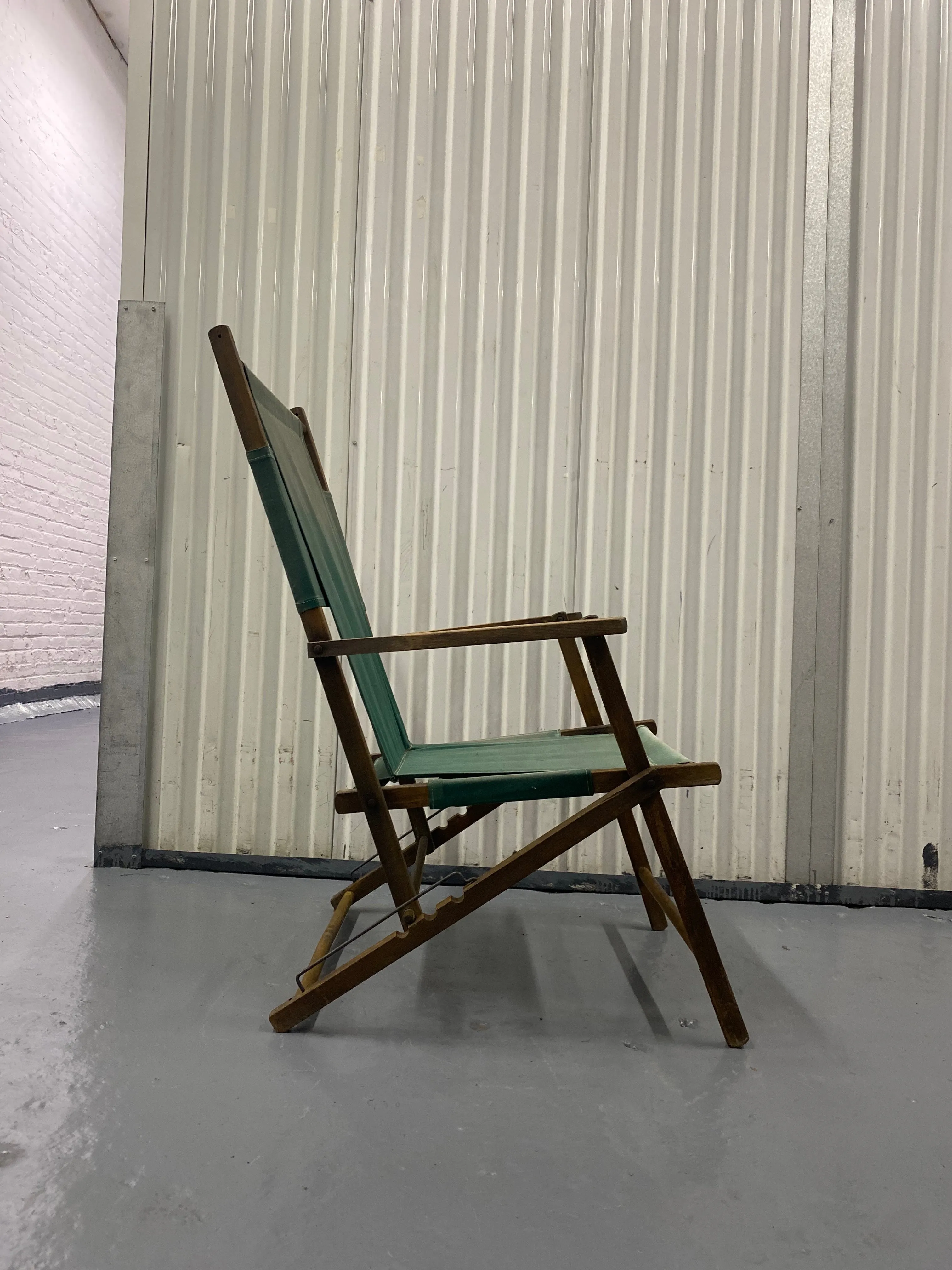 Vintage Green Folding Deck Chair