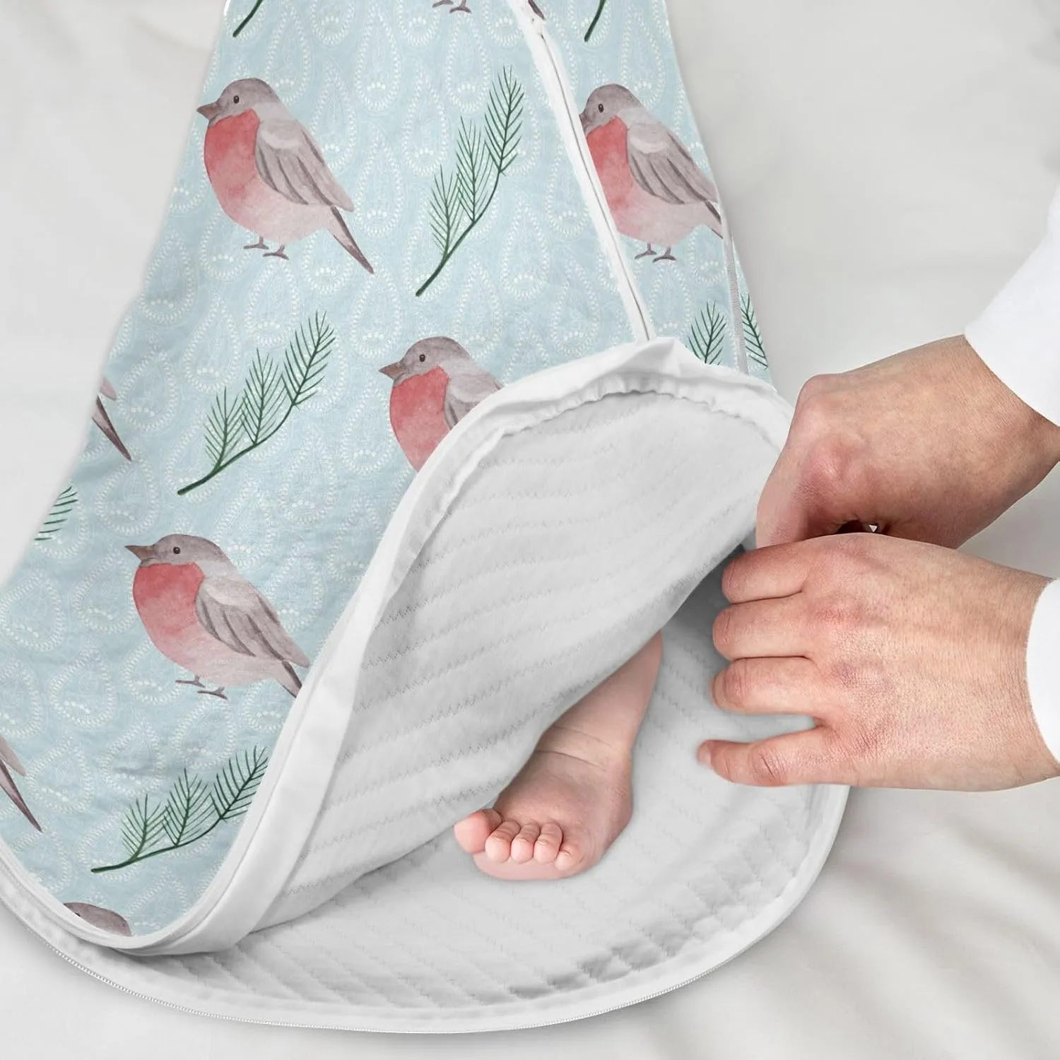vvfelixl Cute Robin Bird Baby Sleeping Bag Sleep Sack,Baby Wearable Blanket Sleep Suit for 0-6 Months