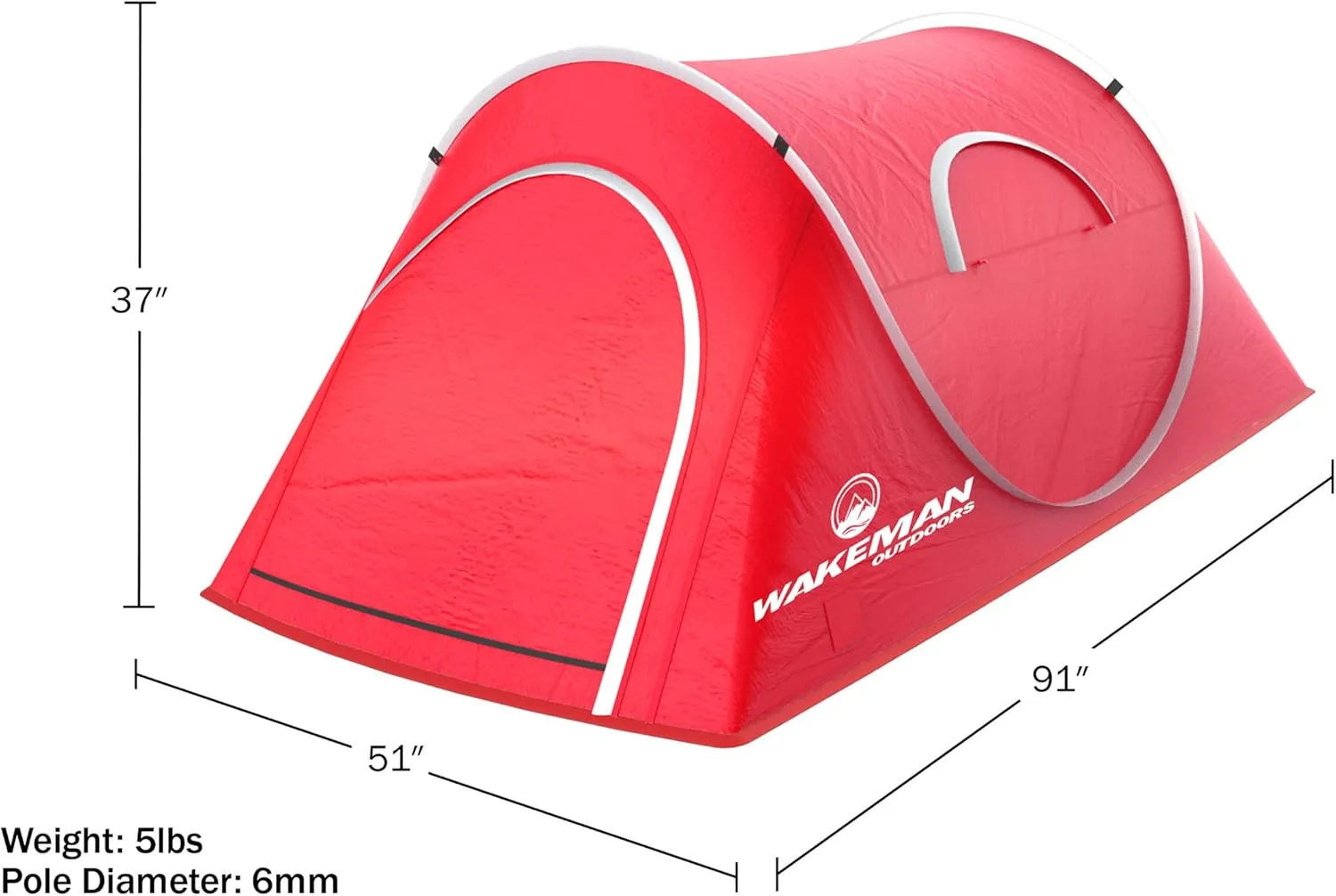 Wakeman Tents 2-Person Tent with Pop-Up Design and Carry Bag - Comes with Camping Lantern with Fan - Weather-Resistant Camping Accessories by Wakeman