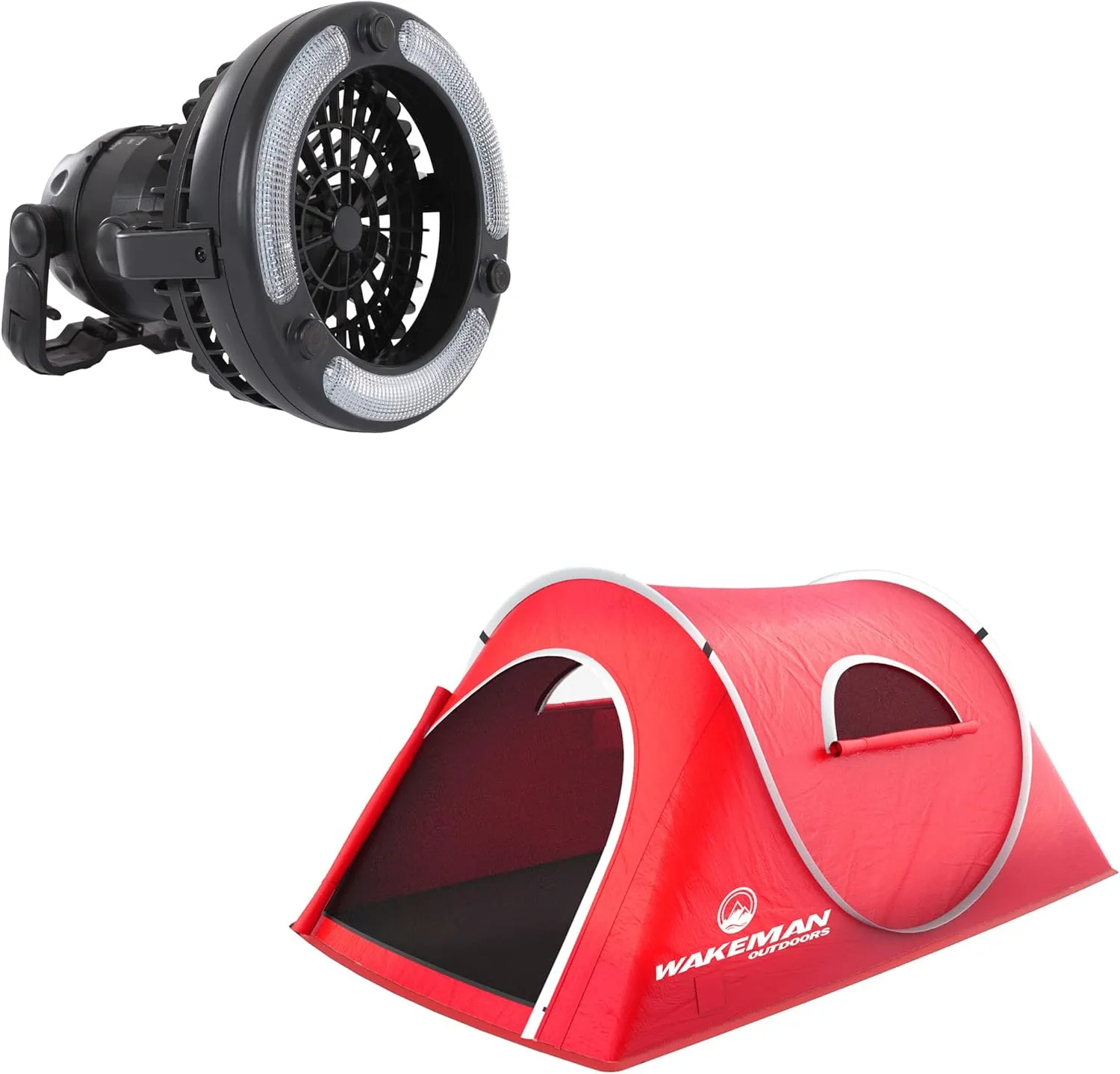 Wakeman Tents 2-Person Tent with Pop-Up Design and Carry Bag - Comes with Camping Lantern with Fan - Weather-Resistant Camping Accessories by Wakeman