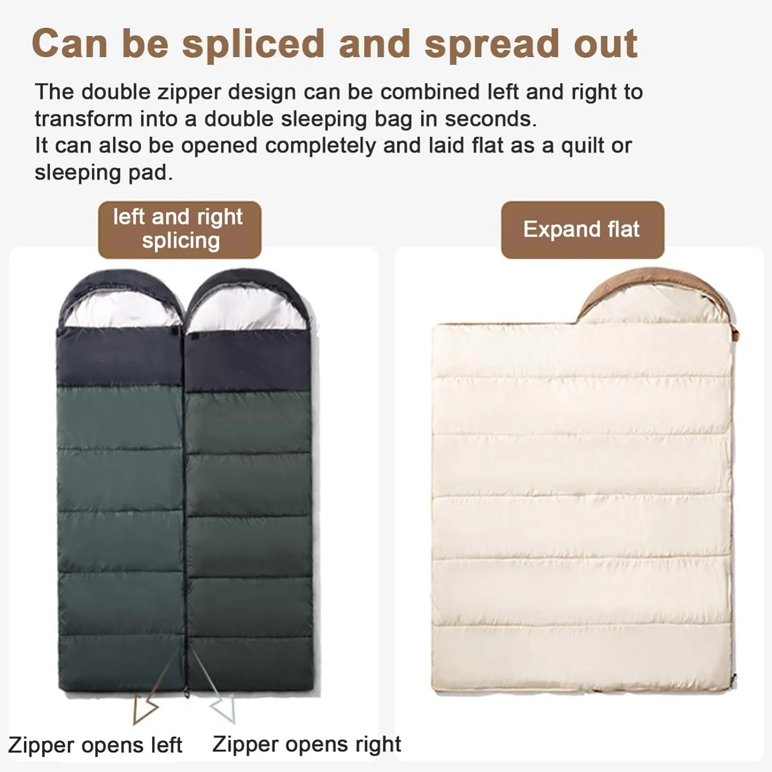 Warm Weather Sleeping Bag, Portable Lightweight Removable for Spring Summer 3 Season Camping Hiking Adults Teens