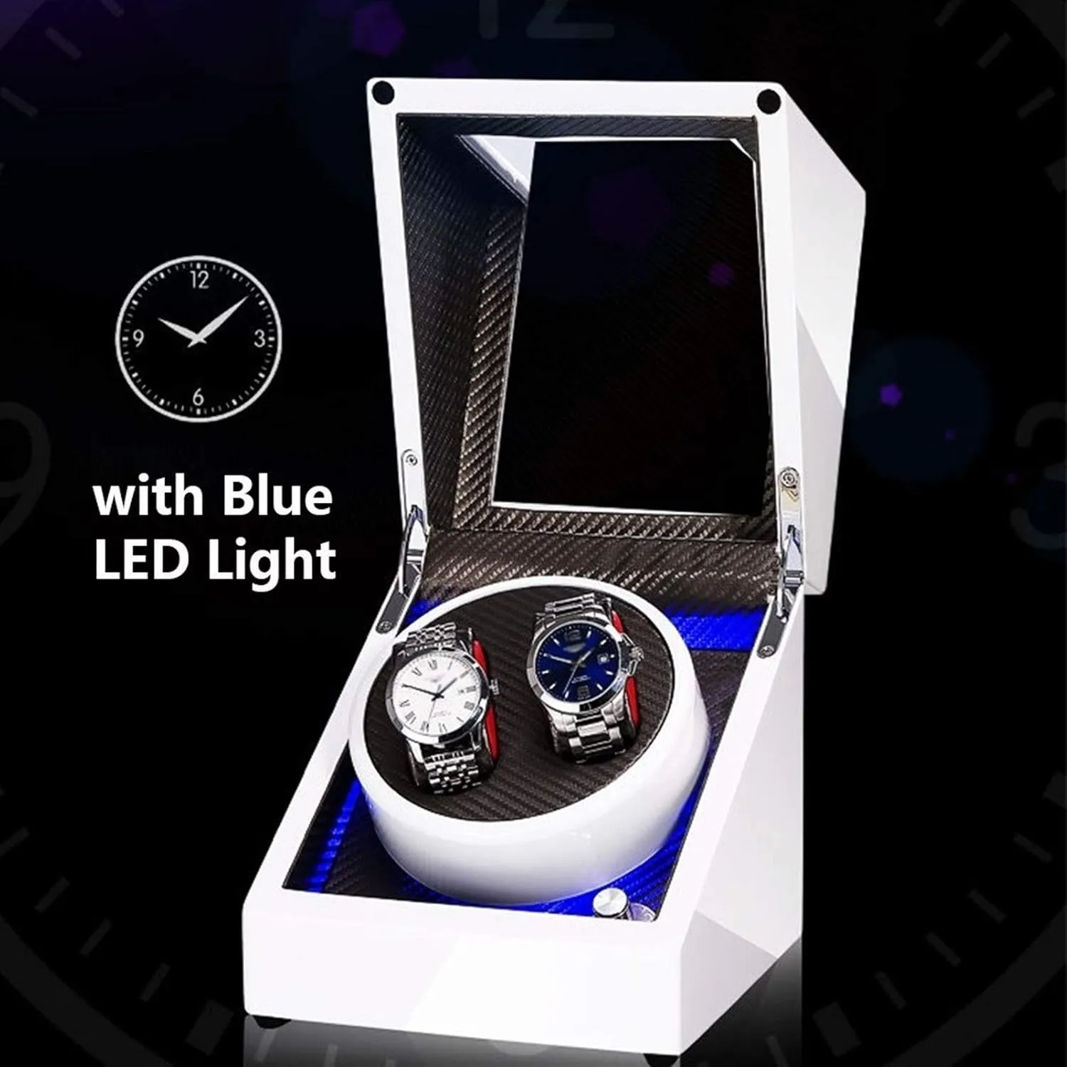 Watch Winder White Double Watch Winder Box for Automatic Watch Built-in LED Light Piano Paint Exterior Supply Quiet Motor Watch Winder (C A)