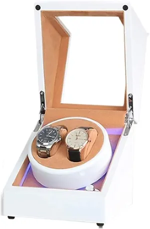 Watch Winder White Double Watch Winder Box for Automatic Watch Built-in LED Light Piano Paint Exterior Supply Quiet Motor Watch Winder (C A)