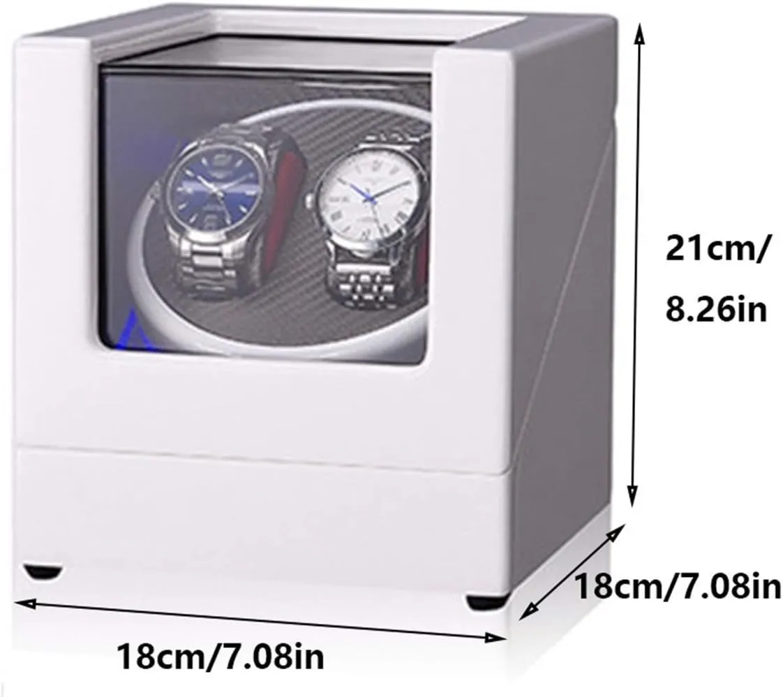 Watch Winder White Double Watch Winder Box for Automatic Watch Built-in LED Light Piano Paint Exterior Supply Quiet Motor Watch Winder (C A)