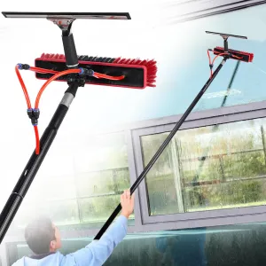 Water Fed Pole Kit Adjustable Solar Panel Cleaning Kit Cleaner Tool for Window Glass Roof Outdoor Glass Brush Window Washing Equipment (37FT)