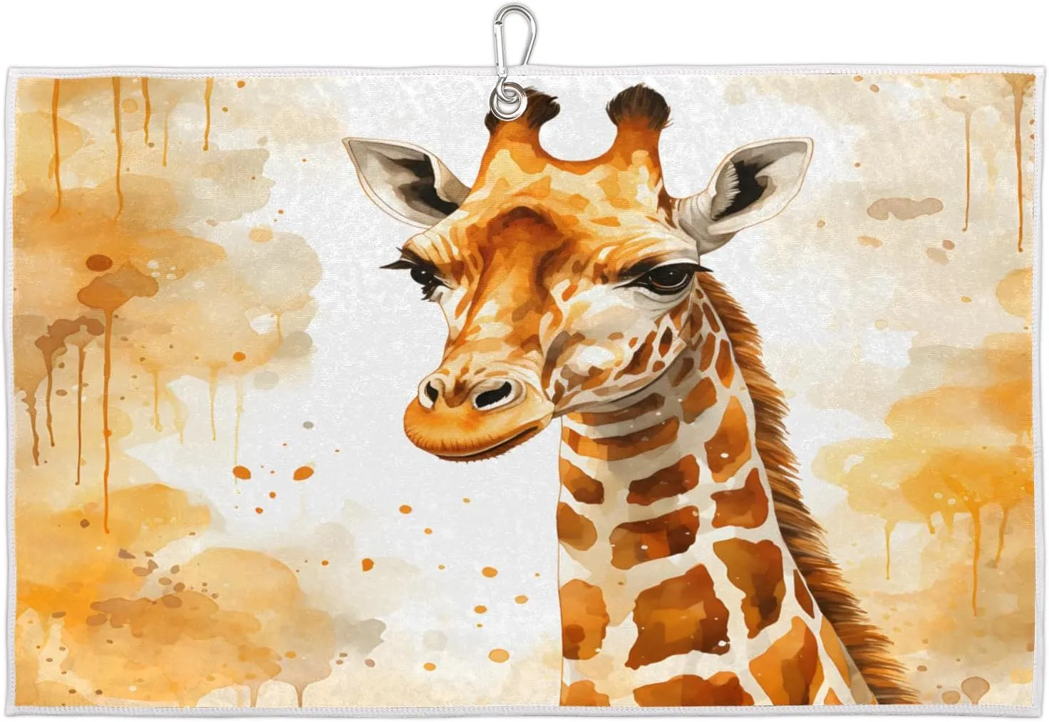 Watercolor Giraffe Golf Towel with Heavy Duty Carabiner Clip Quick Dry Ultra Absorbent Club Ball Cleaning Towel Golf Accessories for Men Women