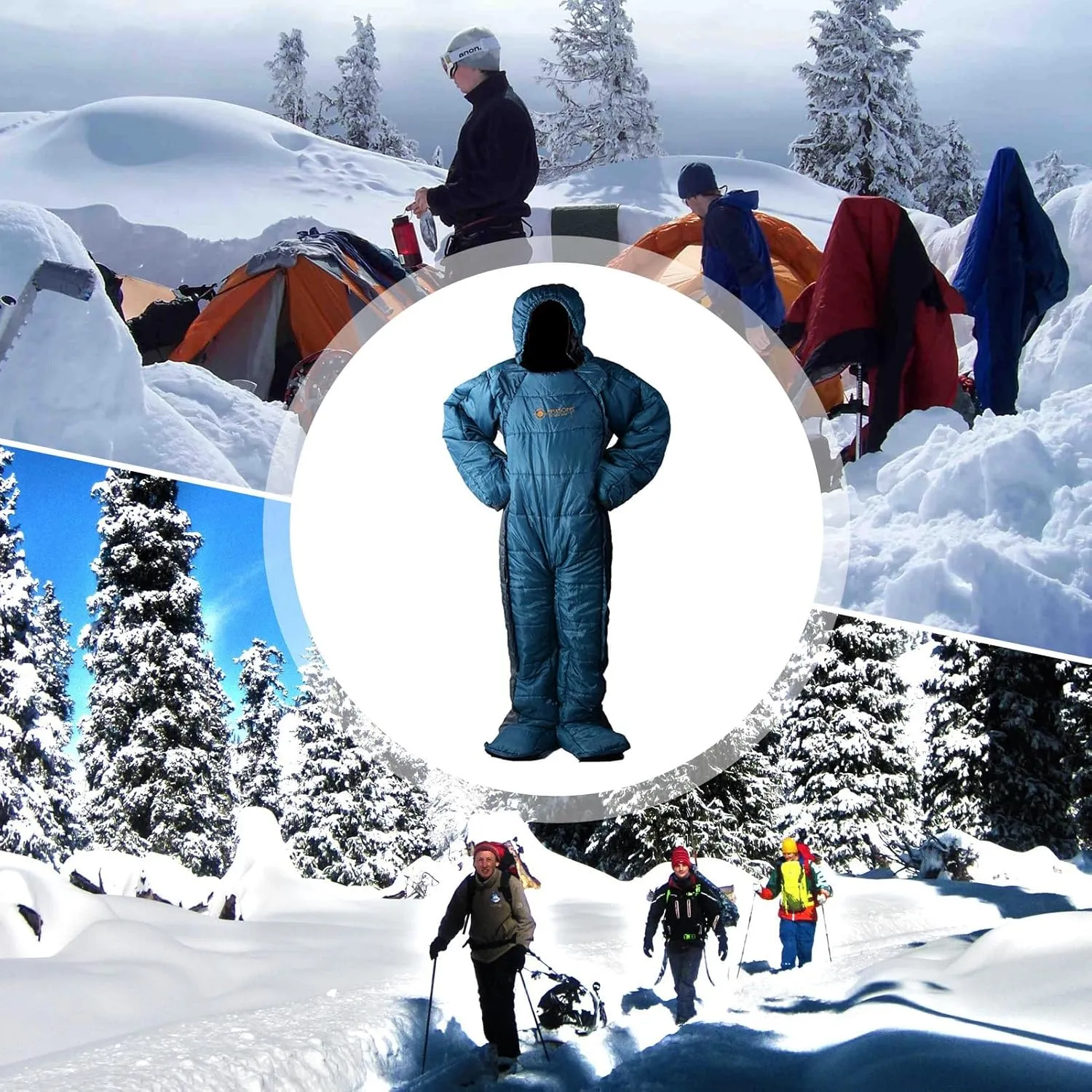 Waterproof Wearable Human-Shaped Sleeping Bag, -5 to 5 Cotton Camping Bag, Windproof Temporary Rest With Insulation for Adults, Cold Protection Outdoor