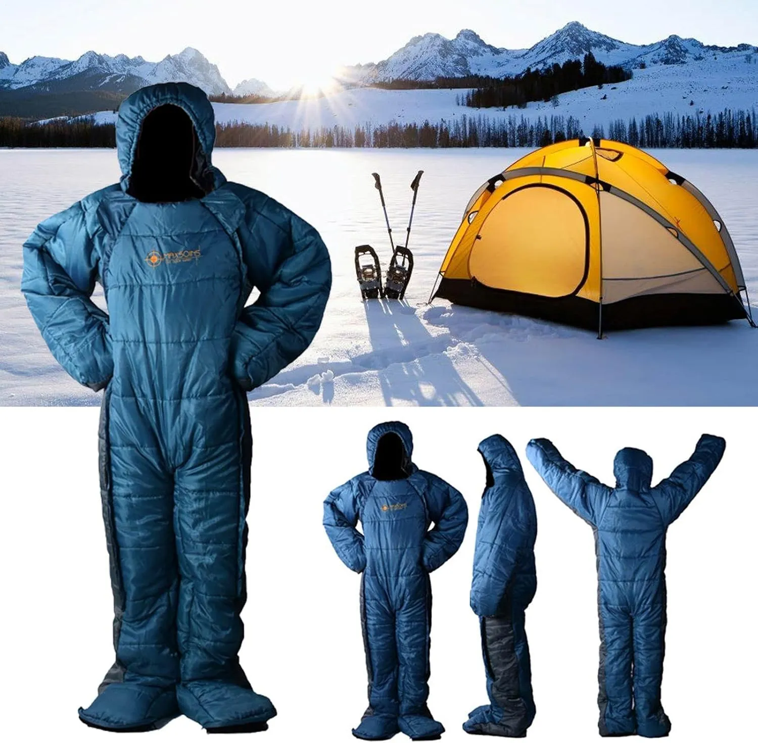Waterproof Wearable Human-Shaped Sleeping Bag, -5 to 5 Cotton Camping Bag, Windproof Temporary Rest With Insulation for Adults, Cold Protection Outdoor