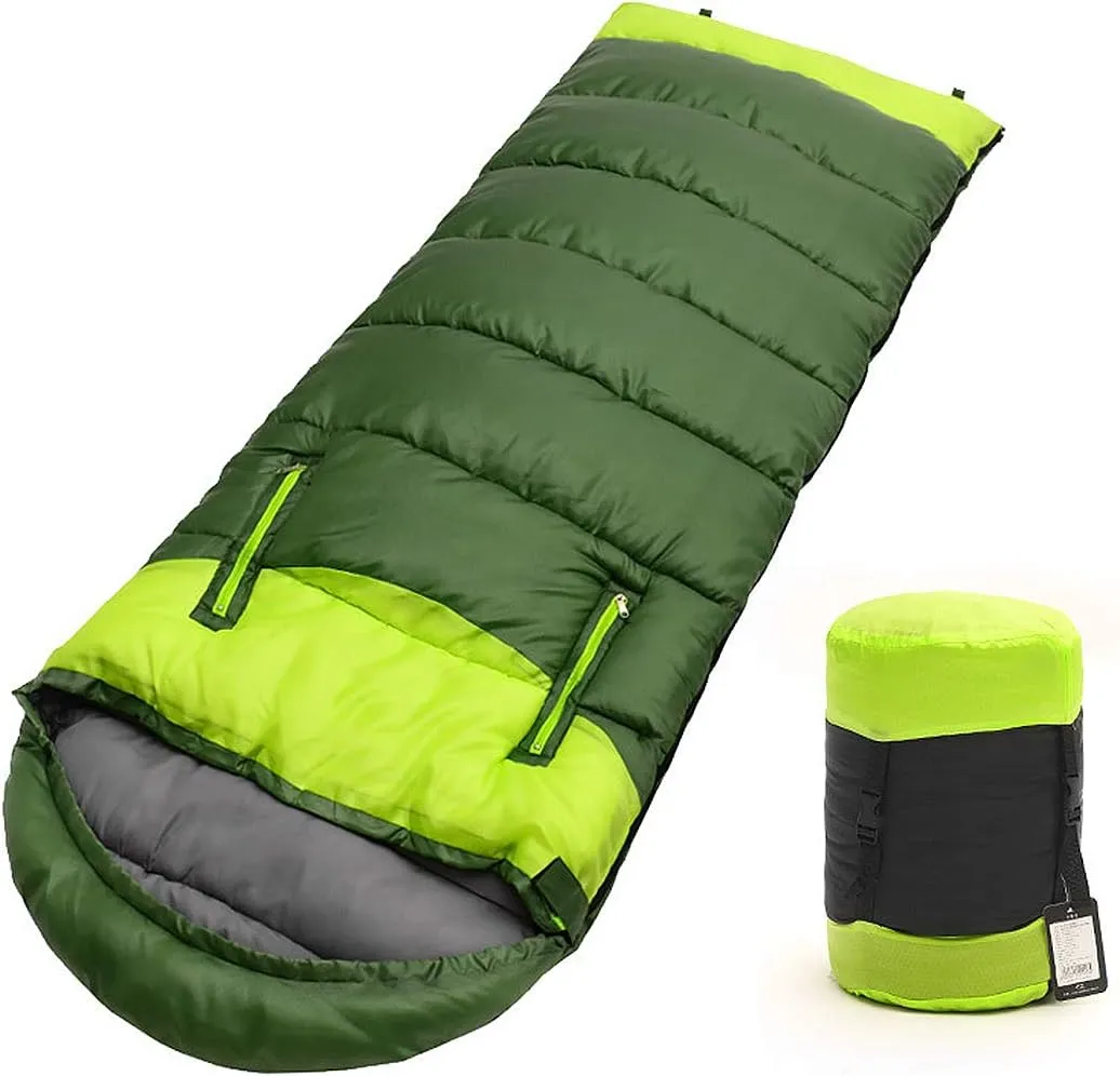 Wearable Sleeping Bag Suitable for Adult Compact and Lightweight Cold Weather Sleeping Bag, 2-3 Season Camping Backpack, Suitable for 5°F ~ 50°F,Warmer,Green