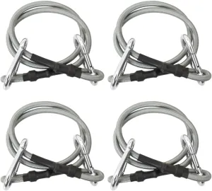 Weather-Resistant Ropes with Carabiner Clips for Tarpaulin and Awnings, Set of 4, Black and Silver