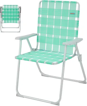 #WEJOY Folding Beach Chair for Adults, Lightweight Beach Chair with Shoulder Straps, High Back Beach Chairs with Hard Armrest, Supports 300lbs for Beach Lawn Concert
