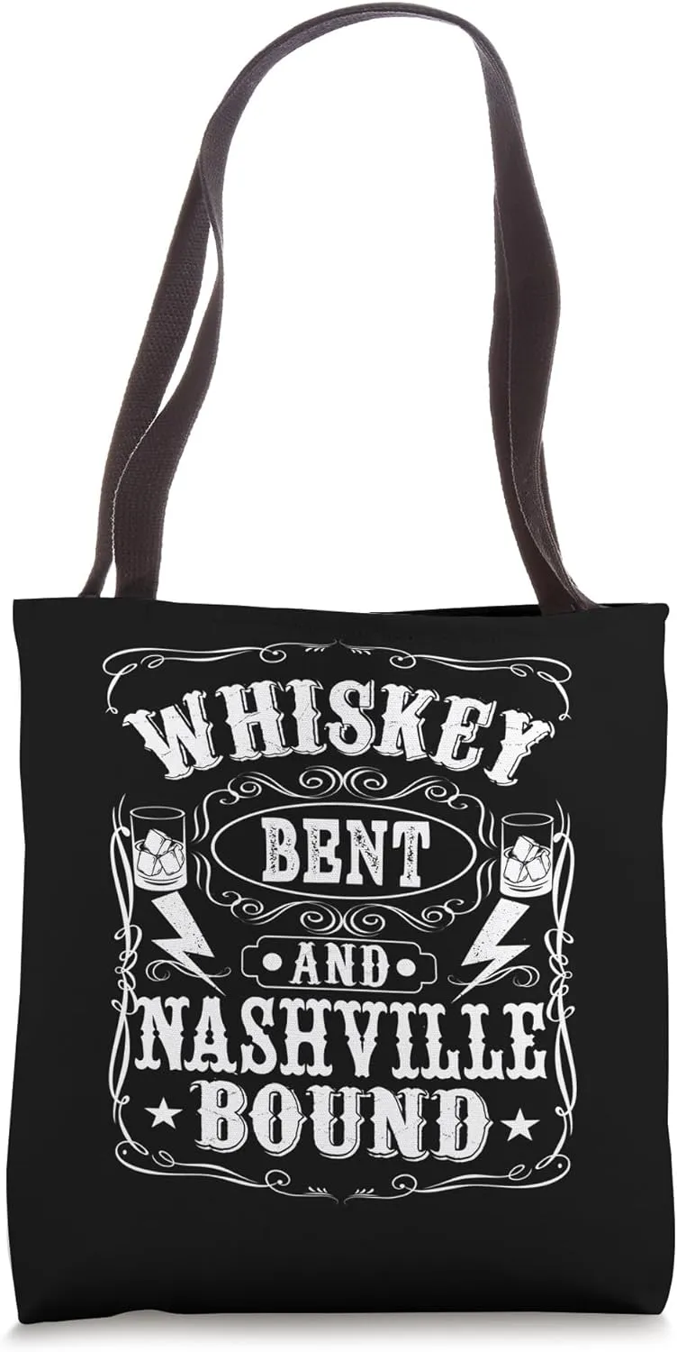 Whiskey Bent And Nashville Bound Double Back Print Tote Bag