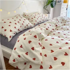 Winter Fashion Bedding Set White Green Double Bed Linens - Duvet Cover Pillowcase Queen Size Flat Sheet Classic Grid(B,Twin 4pcs)