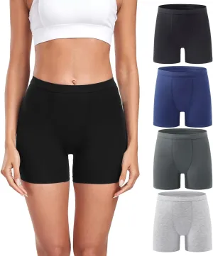 wirarpa Women's Modal Boy Shorts Panties Soft Microfiber Boxer Briefs Underwear 4 Pack