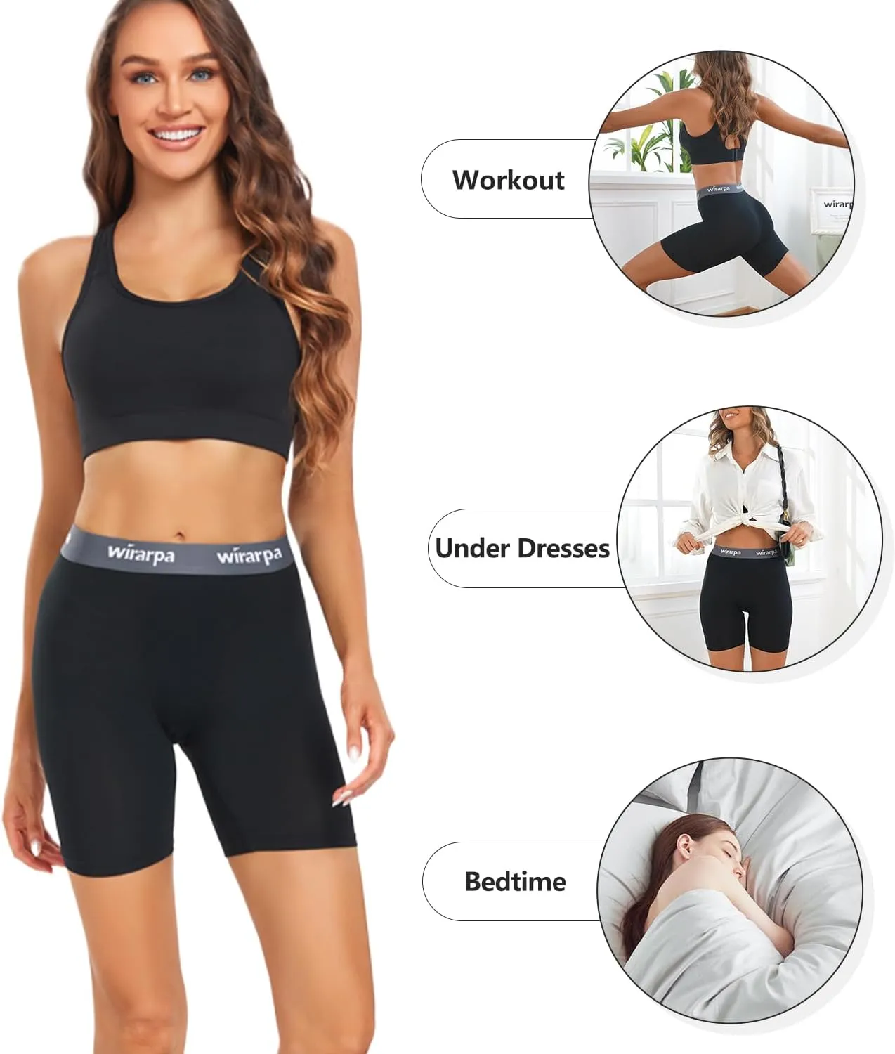 wirarpa Women's Underwear Modal Boxer Briefs Anti Chafing Boyshorts Panties with Crotch 4 Pack