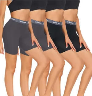 wirarpa Women's Underwear Modal Boxer Briefs Anti Chafing Boyshorts Panties with Crotch 4 Pack