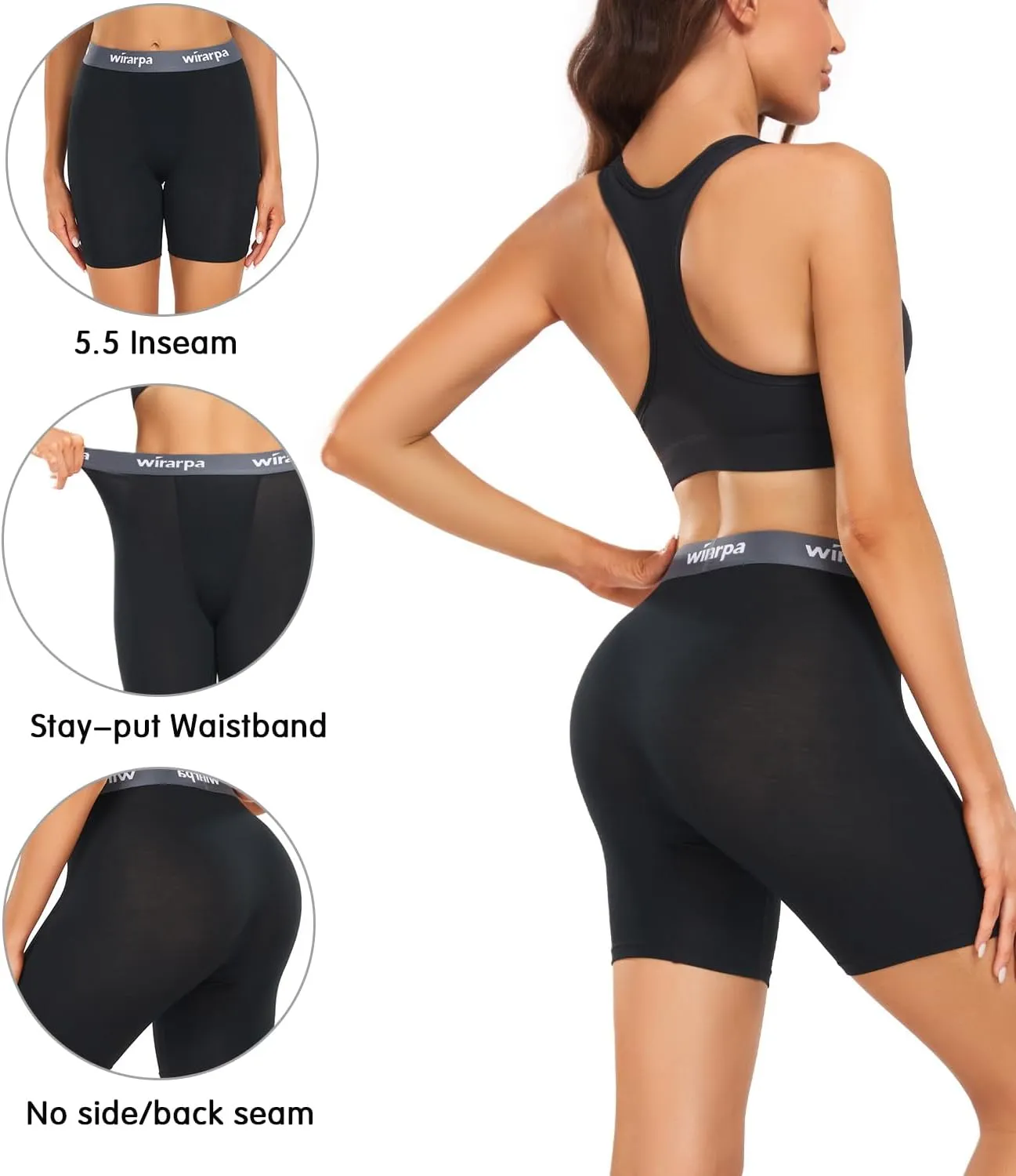 wirarpa Women's Underwear Modal Boxer Briefs Anti Chafing Boyshorts Panties with Crotch 4 Pack