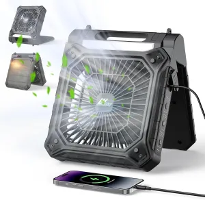 Wisely Solar Powered Fan, Portable Cordless Solar Powered Fan with LED Lantern, USB C & A Rechargeable Battery Operated for Travel Bedroom Home Camping Tent Office Beach Desk Fishing Table