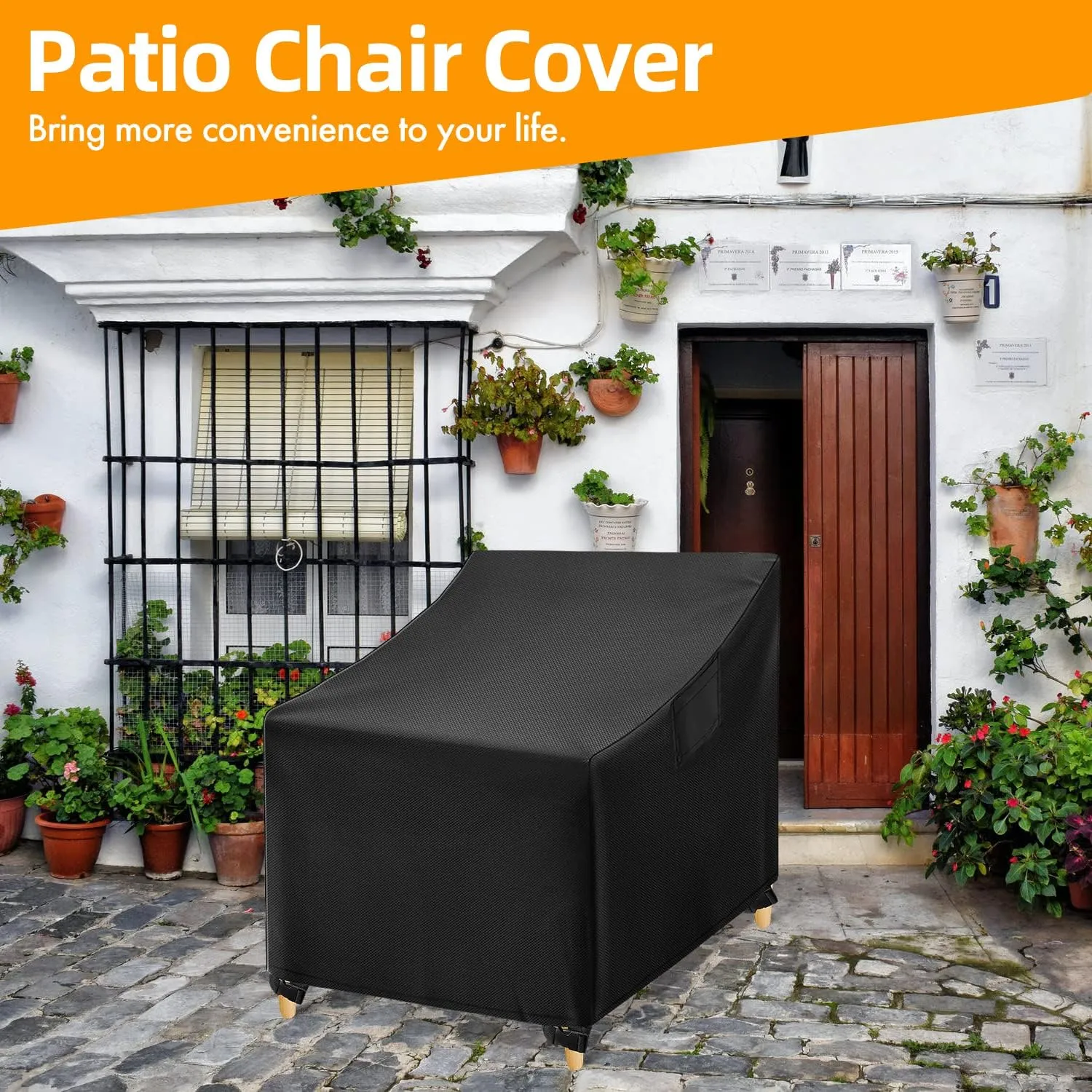 WLEAFJ Outdoor Chair Covers Waterproof, Black Lawn Patio Furniture Covers, Heavy Duty Patio Lounge Deep Seat Cover, 2 Pack - 29" W x 30" D x 36" H