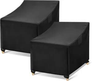WLEAFJ Outdoor Chair Covers Waterproof, Black Lawn Patio Furniture Covers, Heavy Duty Patio Lounge Deep Seat Cover, 2 Pack - 29" W x 30" D x 36" H