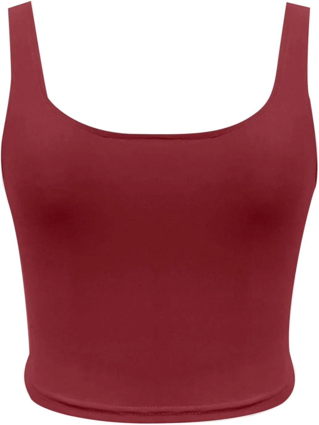 Women Sleeveless Vest Square Neck Double Layer Fitness Casual Short Top Vest N