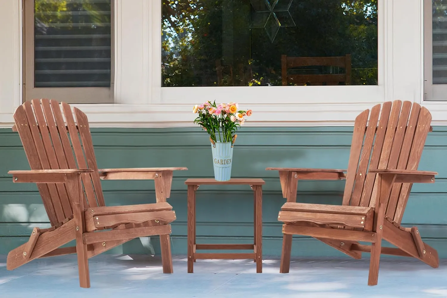 Wooden Folding Adirondack Chair, Half Pre-Assembled Wood Patio Lounge Chair for Outdoor Garden Backyard Porch Pool Deck Firepit