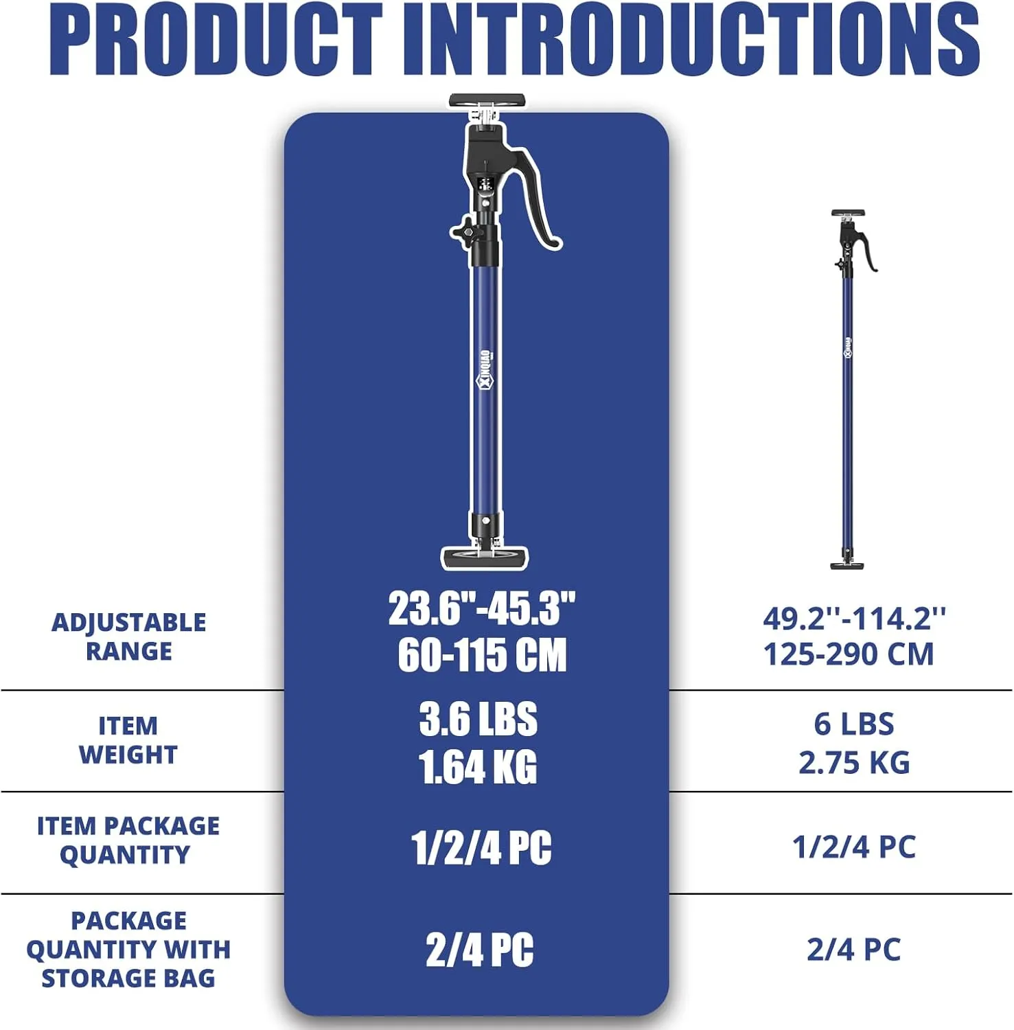XINQIAO Cabinet Jacks for Installing Cabinets, Heavy Duty Third Hand Tools Adjustable Support Pole from 23.6 in to 45.3 in, 2 PCS