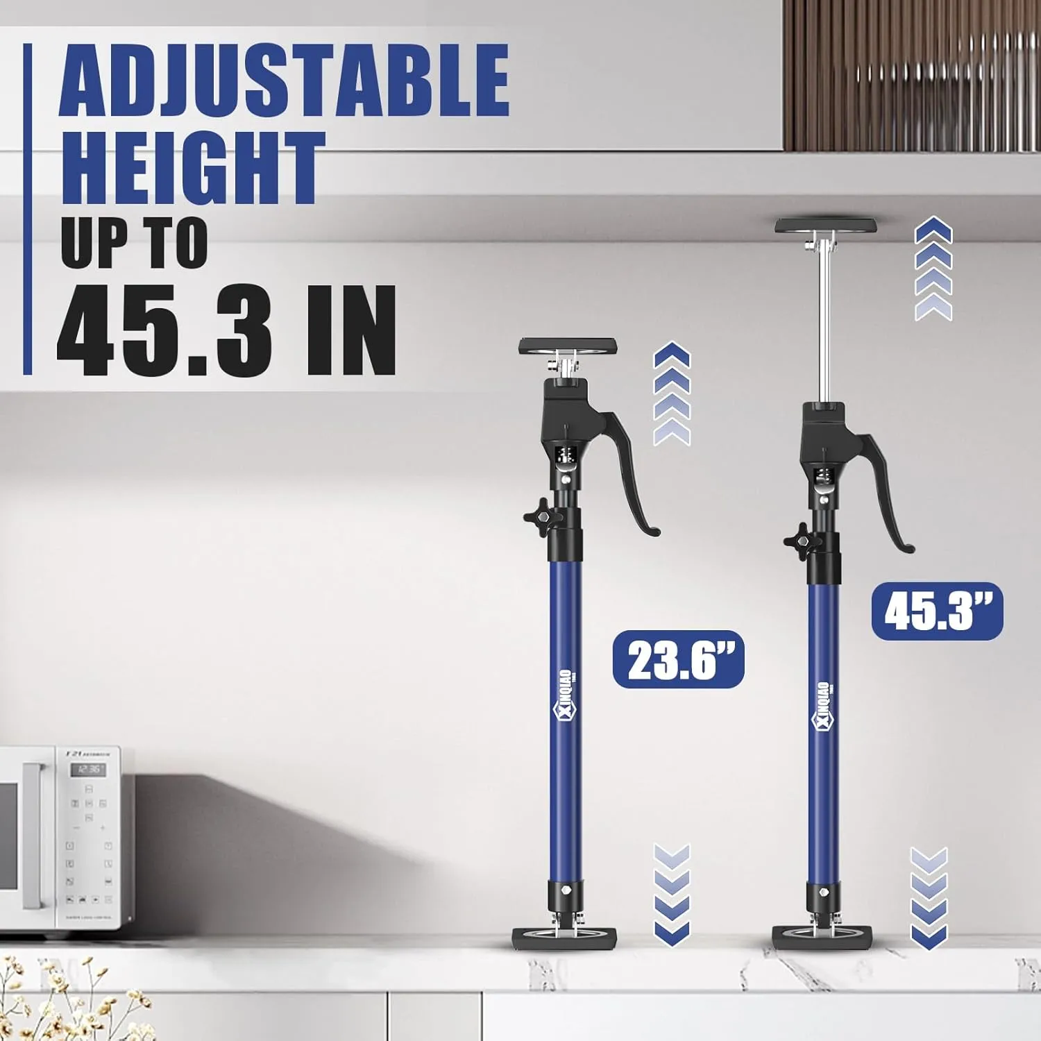 XINQIAO Cabinet Jacks for Installing Cabinets, Heavy Duty Third Hand Tools Adjustable Support Pole from 23.6 in to 45.3 in, 2 PCS