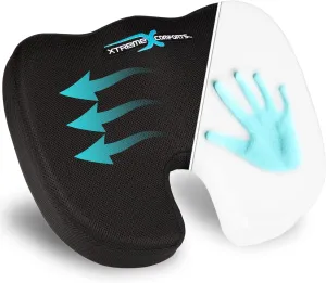 Xtreme Comforts Seat Cushion, Office Chair Cushions - Pack of 1 Padded Foam Cushion w/Handle for Desk, Wheelchair & Car Use - Back Support Pillow for Chair ﻿- Travel Bag Included