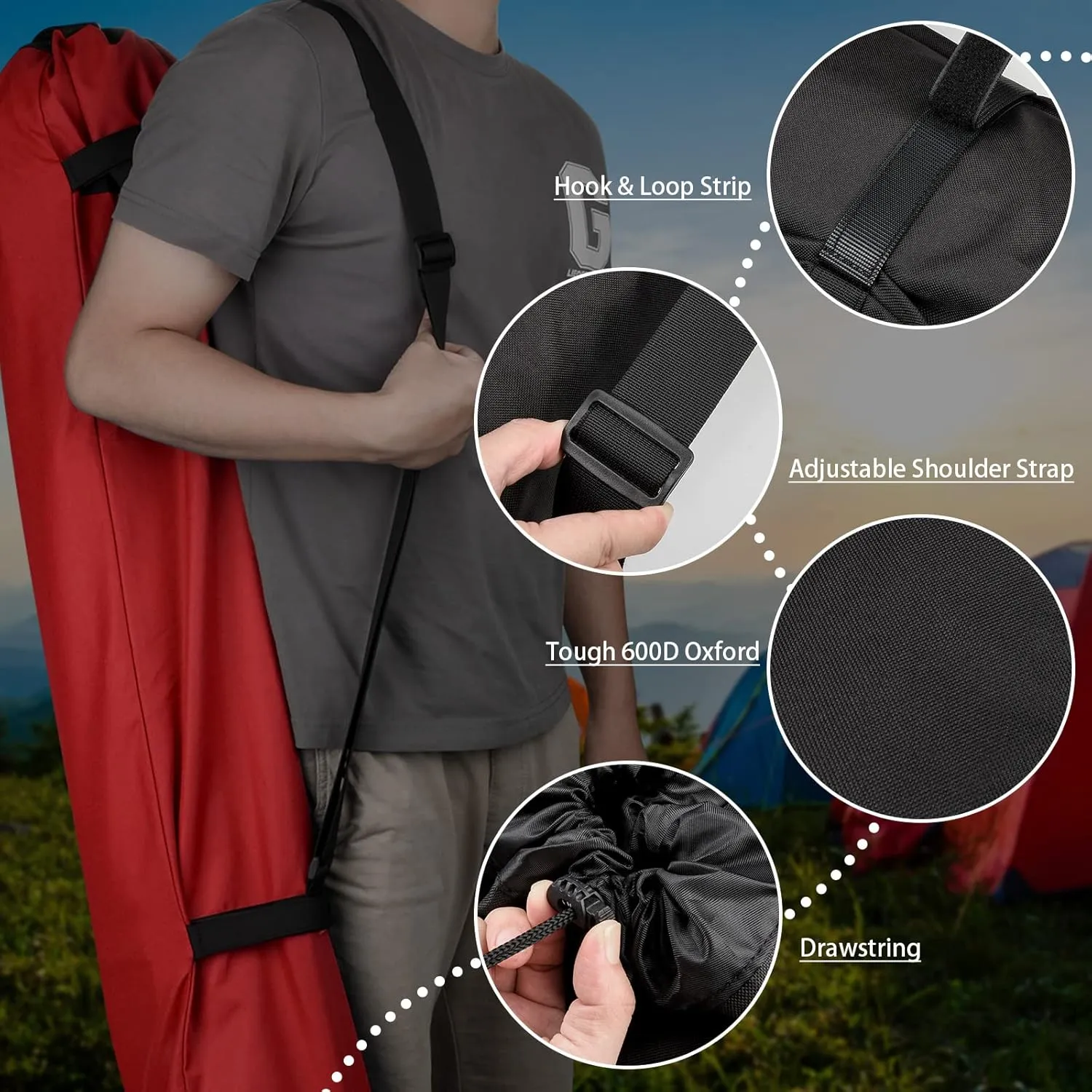 Xxerciz Folding Chair Carry Bag - 48 Inch Nylon Storage Tent Bag with Adjustable Shoulder Strap for Travel, Camping, Sports