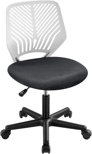 Yaheetech Students Cute Desk Chair Low-Back Armless Study Chair w/Lumbar Support Adjustable Swivel Chair in Home Bedroom School, Dark Gray
