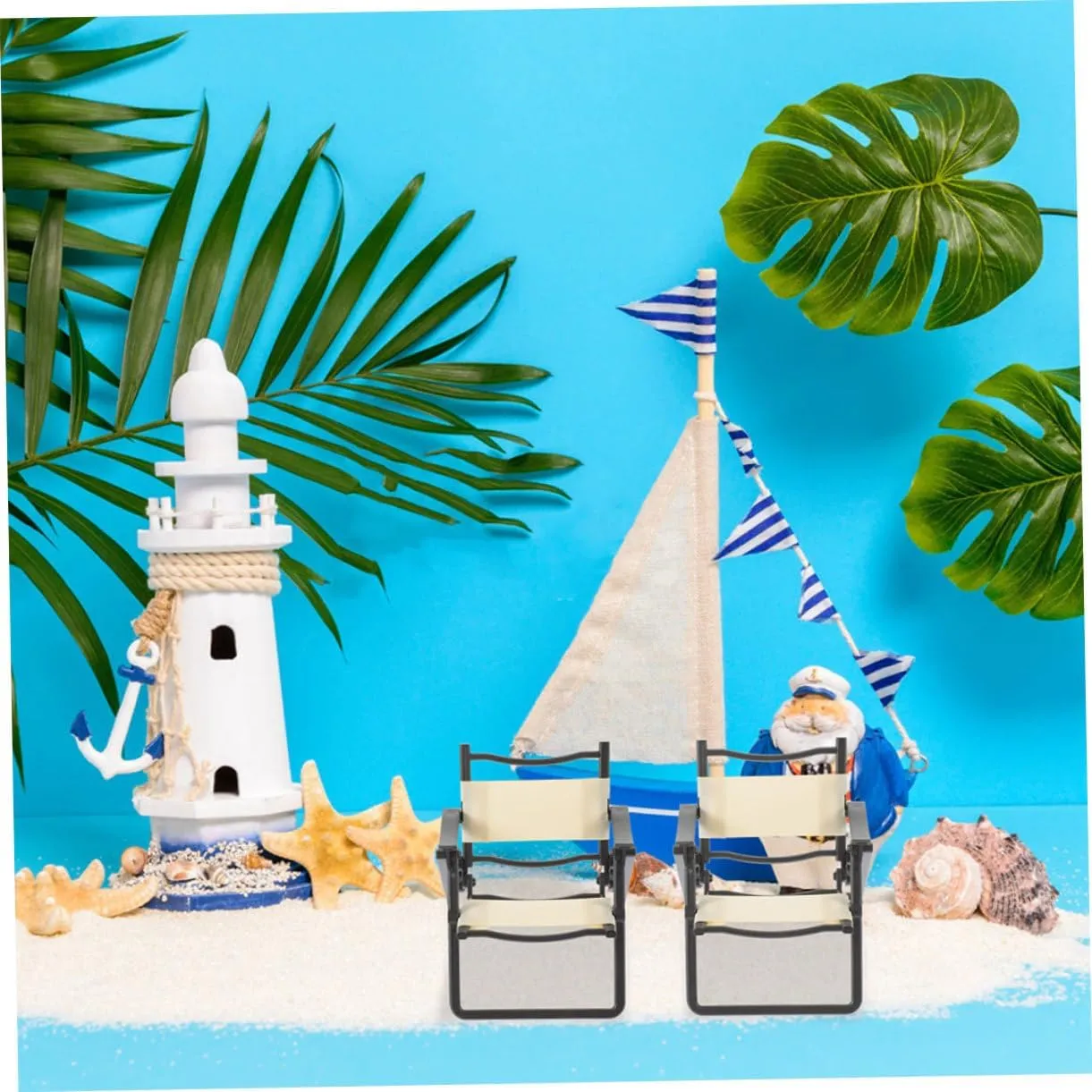YARNOW 4sets 2pcs Miniature Beach Chair Foldable Dollhouse Chairs for Outdoor Scenes Play for Doll Collection Decor Addition to Any Miniature Landscape 2pcs*4