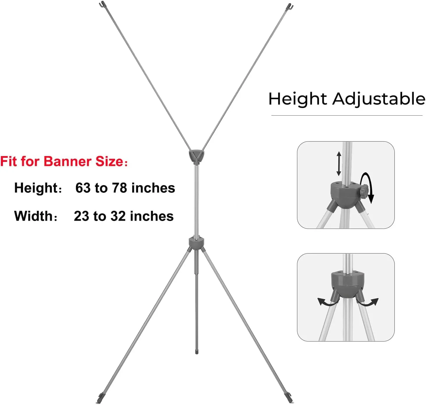 YDisplay X Banner Stand Adjustable Fit Banner Size from 23"X63" to 32"X78" Portable Oxford Bag for Trade Show Exhibition Market,2 Pack