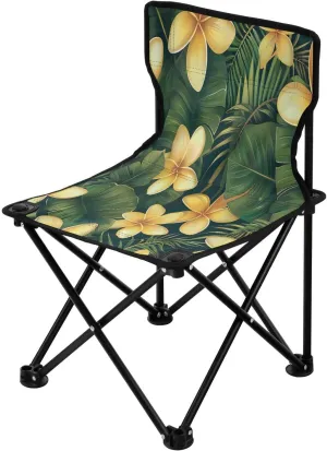 Yellow Flowers Portable Outdoor Folding Chair Anti-Slip Padded Oxford Cloth Stool Camping Chair Small for Beach Hiking Fishing Gardening Quad Camp Chair