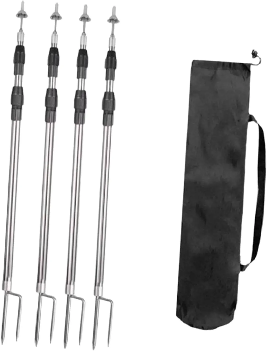 Yiju 4 Pieces Tent Poles for Tarps Replacement Heavy Duty Multifunctional Telescoping Awning Poles for Gazebo Backpacking Hiking