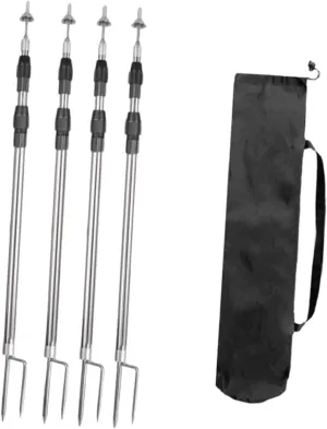 Yiju 4 Pieces Tent Poles for Tarps Replacement Heavy Duty Multifunctional Telescoping Awning Poles for Gazebo Backpacking Hiking