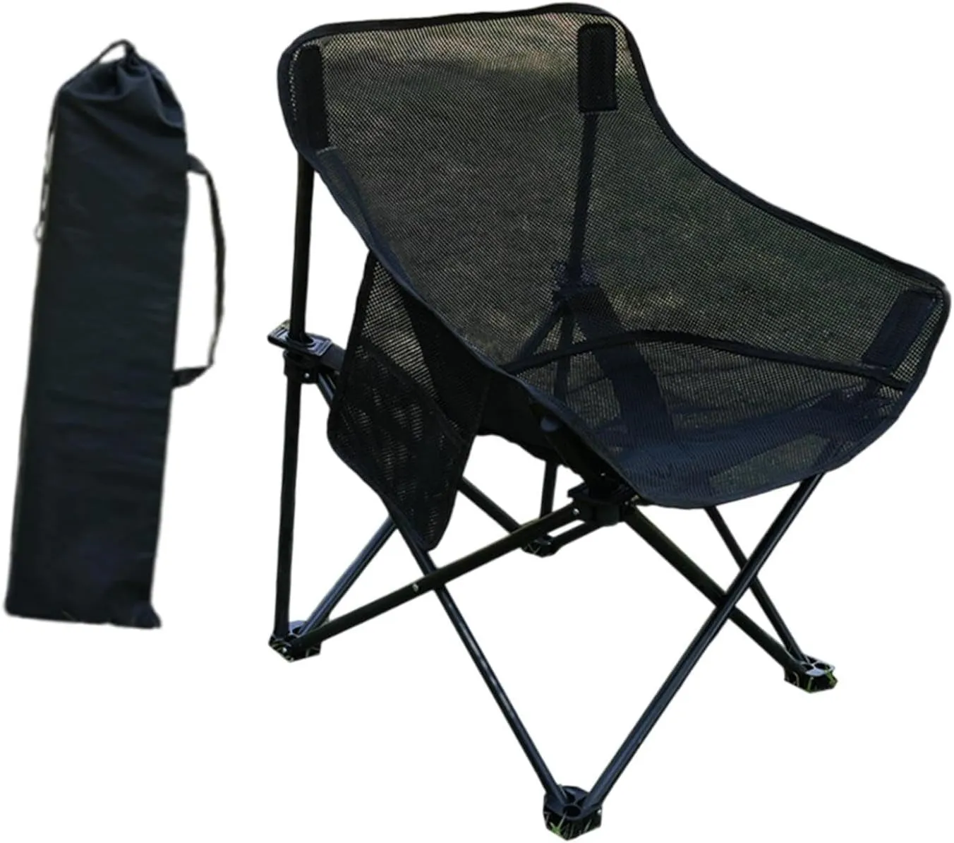 Yiju Folding Chair Camping Chair Heavy Duty Folded with Carrying Bag for Adults for Park Patio Sporting Events Fishing Backyard, Black