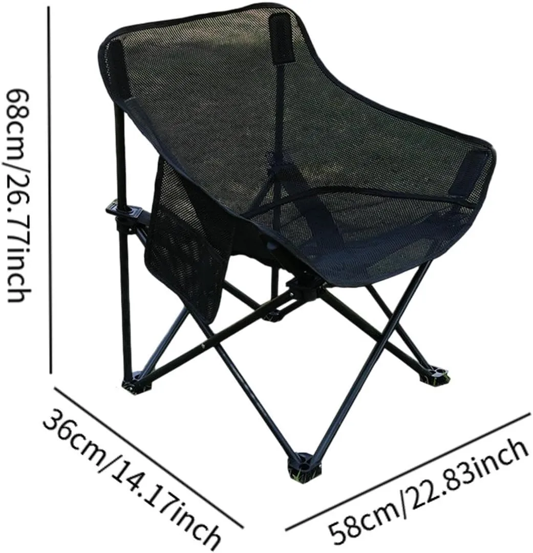 Yiju Folding Chair Camping Chair Heavy Duty Folded with Carrying Bag for Adults for Park Patio Sporting Events Fishing Backyard, Black
