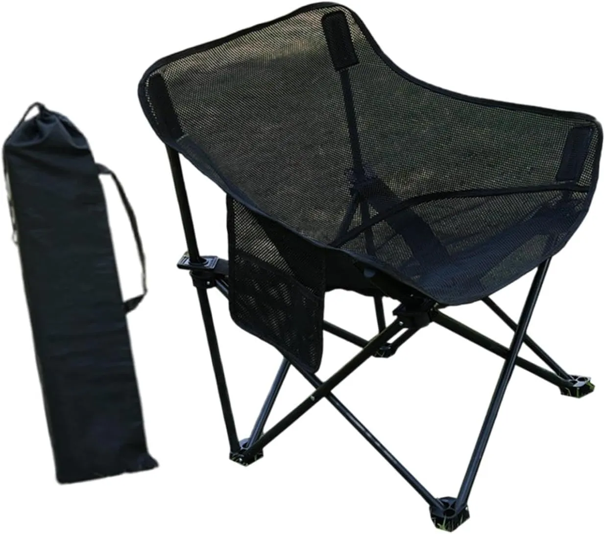 Yiju Folding Chair Camping Chair Heavy Duty Folded with Carrying Bag for Adults for Park Patio Sporting Events Fishing Backyard, Black