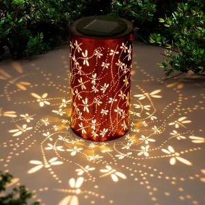 YISITEONE Dragonfly Outdoor Solar Lanterns, Garden Waterproof Metal Hanging Decor Lights for Patio Yard Pathway Lawn Front Porch, Birthday Gardening Gifts for Women Mom Grandma