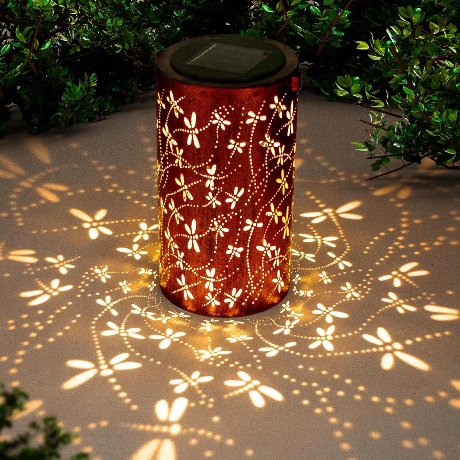 YISITEONE Dragonfly Outdoor Solar Lanterns, Garden Waterproof Metal Hanging Decor Lights for Patio Yard Pathway Lawn Front Porch, Birthday Gardening Gifts for Women Mom Grandma